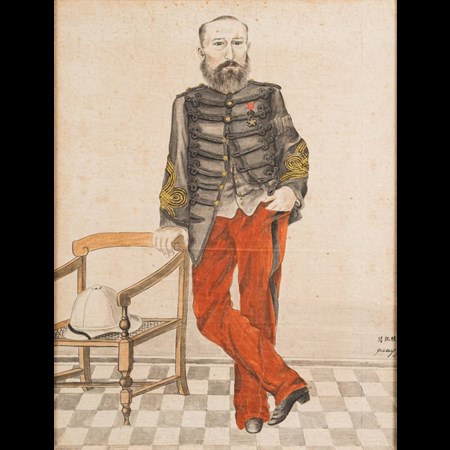 Chinese School Circa 1860, Signed Xieji Gui Dingnan Portrait Of A Western Officer Or Governor